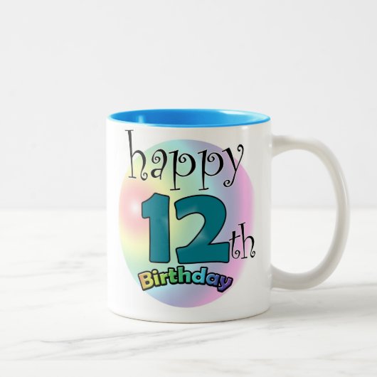 Tasse 2 Couleurs Joyeux 12e anniversaire (Droit)