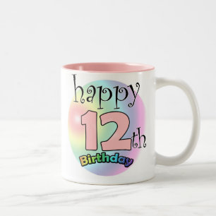 Tasse 2 Couleurs Joyeux 12ème anniversaire (roze)