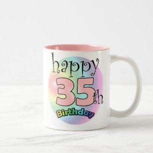 Tasse 2 Couleurs Joyeux 35e Anniversaire (rose)