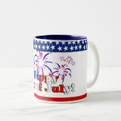 Tasse 2 Couleurs Joyeux 4 juillet avec Fireworks (Devant droit)