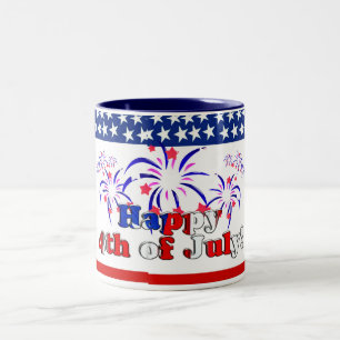 Tasse 2 Couleurs Joyeux 4 juillet avec Fireworks