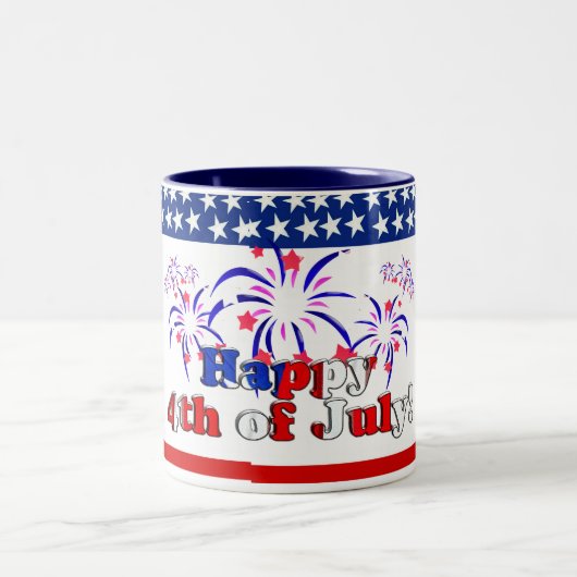Tasse 2 Couleurs Joyeux 4 juillet avec Fireworks (Centre)