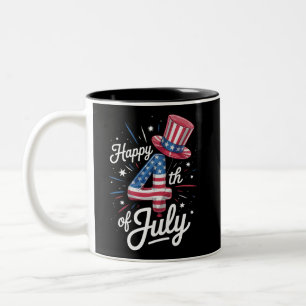 Tasse 2 Couleurs Joyeux 4 juillet Drapeau américain patriotique Éta