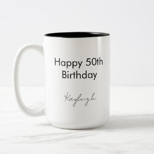 Tasse 2 Couleurs Joyeux 50e Anniversaire Minimaliste Personnalisé