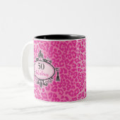 Tasse 2 Couleurs Joyeux 50e anniversaire Pink Leopard 50 et Fabulou (Devant gauche)