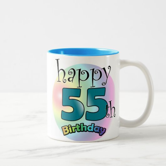 Tasse 2 Couleurs Joyeux 55e Anniversaire (bleu) (Droit)