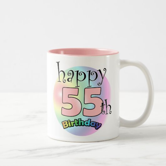 Tasse 2 Couleurs Joyeux 55ème anniversaire (roze) (Droit)