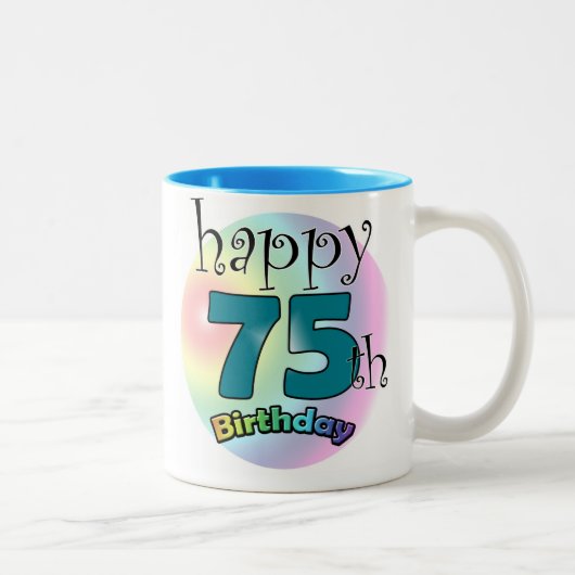 Tasse 2 Couleurs Joyeux 75e anniversaire (blauw) (Droit)