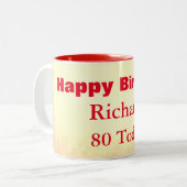 Tasse 2 Couleurs Joyeux 80e anniversaire Personnalisé (Devant gauche)