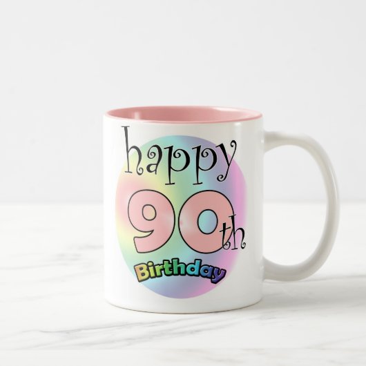 Tasse 2 Couleurs Joyeux 90ème anniversaire (roze) (Droit)