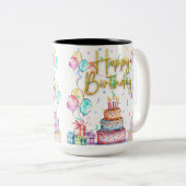 Tasse 2 Couleurs Joyeux Anniversaire (Devant droit)