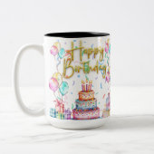 Tasse 2 Couleurs Joyeux Anniversaire (Gauche)