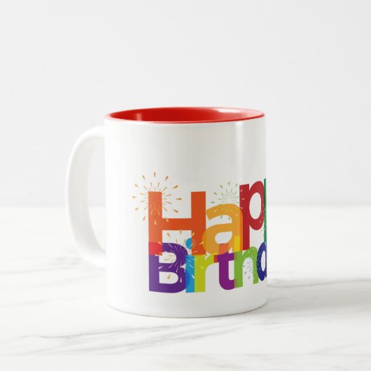 Tasse 2 Couleurs Joyeux anniversaire (Devant gauche)