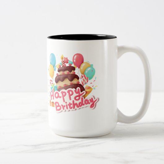 Tasse 2 Couleurs Joyeux anniversaire (Droit)