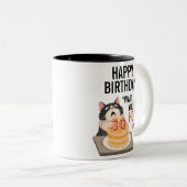 Tasse 2 Couleurs Joyeux anniversaire 30e Humour Chat noir et blanc  (Devant droit)