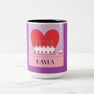 Tasse 2 Couleurs Joyeux Anniversaire, de Mon Coeur au tien :