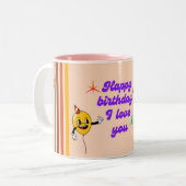 Tasse 2 Couleurs Joyeux Anniversaire, Je T'Aime - Fête Du Coeur (Devant gauche)