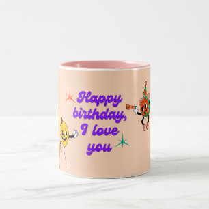 Tasse 2 Couleurs Joyeux Anniversaire, Je T'Aime - Fête Du Coeur