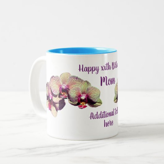 Tasse 2 Couleurs Joyeux anniversaire maman orchidée Fleur personnal (Devant gauche)