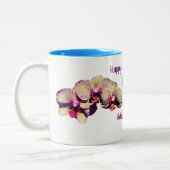 Tasse 2 Couleurs Joyeux anniversaire maman orchidée Fleur personnal (Gauche)