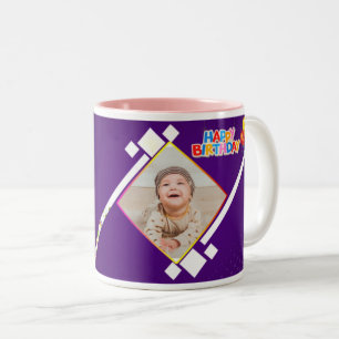 Tasse 2 Couleurs Joyeux anniversaire photo bébé enfants