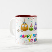Tasse 2 Couleurs Joyeux Anniversaire pour vous, Chouettes, (Devant gauche)