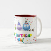 Tasse 2 Couleurs Joyeux Anniversaire pour vous, Chouettes, (Devant droit)