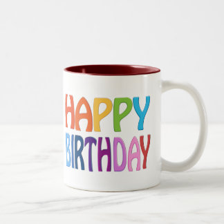 Tasse 2 Couleurs Joyeux anniversaire - salutation colorée heureuse
