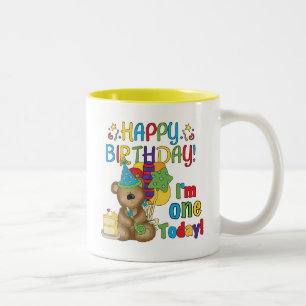 Tasse 2 Couleurs Joyeux anniversaire Teddy Bear 1er T-shirts et cad