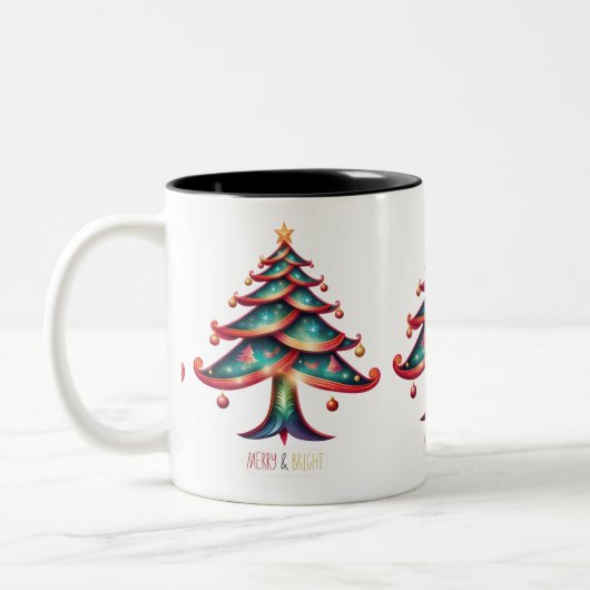 Tasse 2 Couleurs Joyeux arbre lumineux (Gauche)