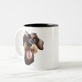 Tasse 2 Couleurs Joyeux café Dachshund À poils durs à deux tons (Devant gauche)