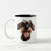 Tasse 2 Couleurs Joyeux café Dachshund À poils durs à deux tons (Gauche)