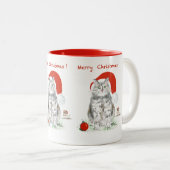Tasse 2 Couleurs Joyeux chat Noël et souris (Devant droit)