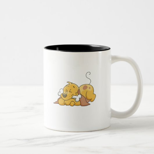 Tasse 2 Couleurs Joyeux Chien avec T-shirts et cadeaux d'os (Droit)