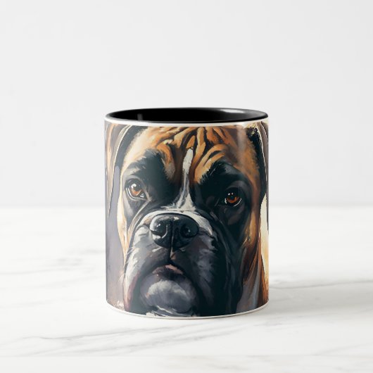 Tasse 2 Couleurs Joyeux chien de boxe (Centre)