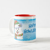 Tasse 2 Couleurs Joyeux chien d'esquimau Howliday (Devant gauche)