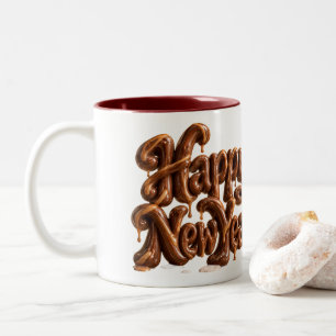Tasse 2 Couleurs Joyeux chocolat caramel Nouvel An