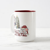 Tasse 2 Couleurs Joyeux Christmouse avec l'arbre (Devant gauche)