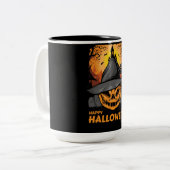 Tasse 2 Couleurs Joyeux Citrouille Éffrayant Halloween (Devant gauche)