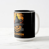 Tasse 2 Couleurs Joyeux Citrouille Éffrayant Halloween (Devant droit)