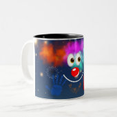 Tasse 2 Couleurs Joyeux clown, étoiles et ciel (Devant gauche)