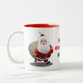 Tasse 2 Couleurs Joyeux dessin du Père Noël (Gauche)