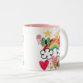 Tasse 2 Couleurs Joyeux Doodles (Devant droit)