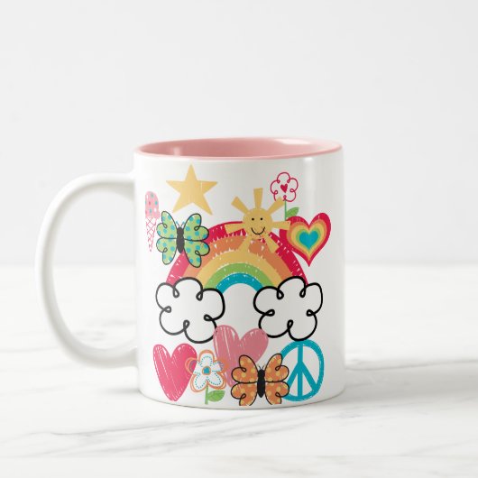 Tasse 2 Couleurs Joyeux Doodles (Gauche)