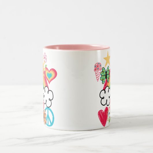 Tasse 2 Couleurs Joyeux Doodles (Centre)