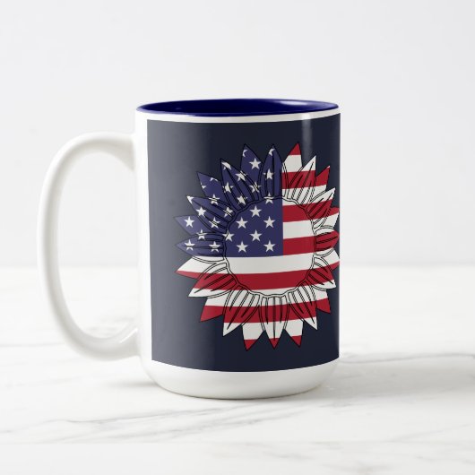 Tasse 2 Couleurs Joyeux drapeau 4 juillet tournesol (Gauche)