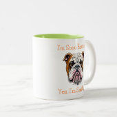 Tasse 2 Couleurs Joyeux et excité Dobermann (Devant droit)