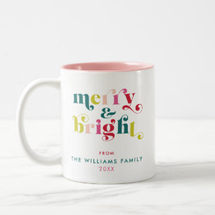 Tasse 2 Couleurs Joyeux et Noël brillant et moderne multicolore