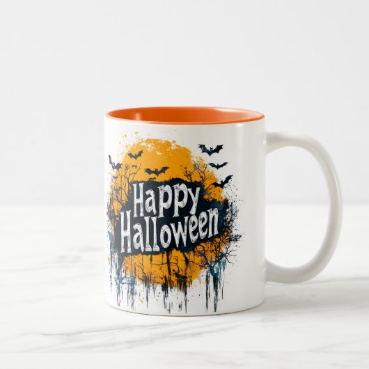 Tasse 2 Couleurs Joyeux fantôme d'Halloween (Droit)
