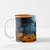 Tasse 2 Couleurs Joyeux Halloween du fantôme souriant (Gauche)